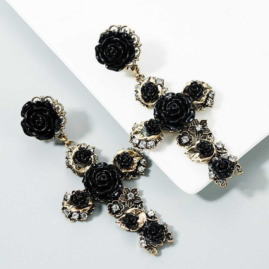 Style De Boucle D'Oreille Les bijoux en acier | Boucles D'Oreilles Croix Vintage En Or