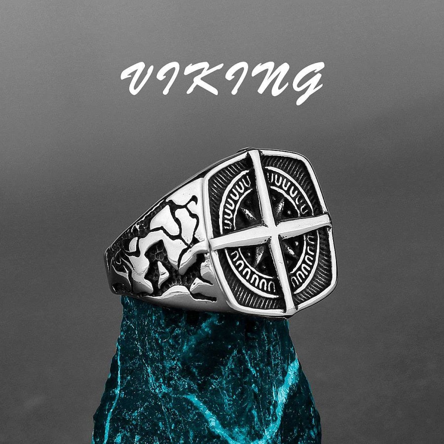 Style De Bague Les bijoux en acier | Bague En Acier Grande Croix Inoxydable