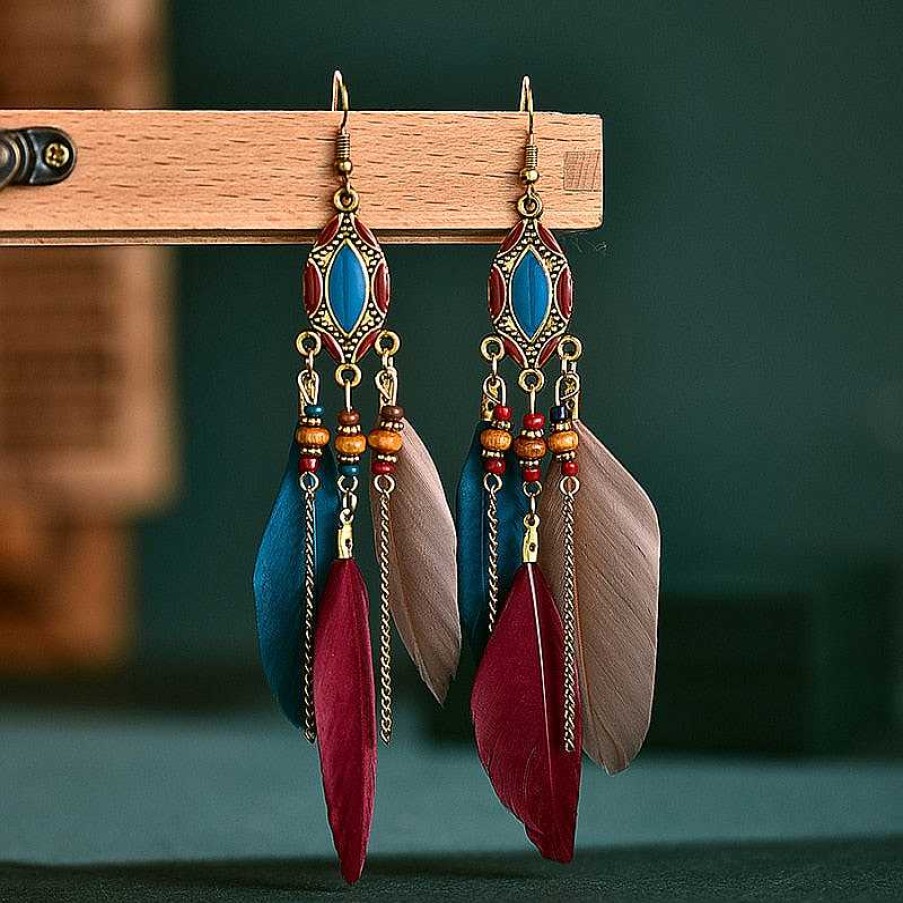 Style De Boucle D'Oreille Les bijoux en acier | Boucle D'Oreille Cr Ative Franges De Plumes