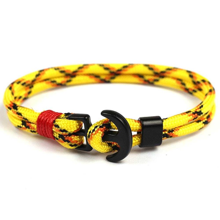 Styles De Bracelets Les bijoux en acier | Bracelet Ancre Double Corde Jaune