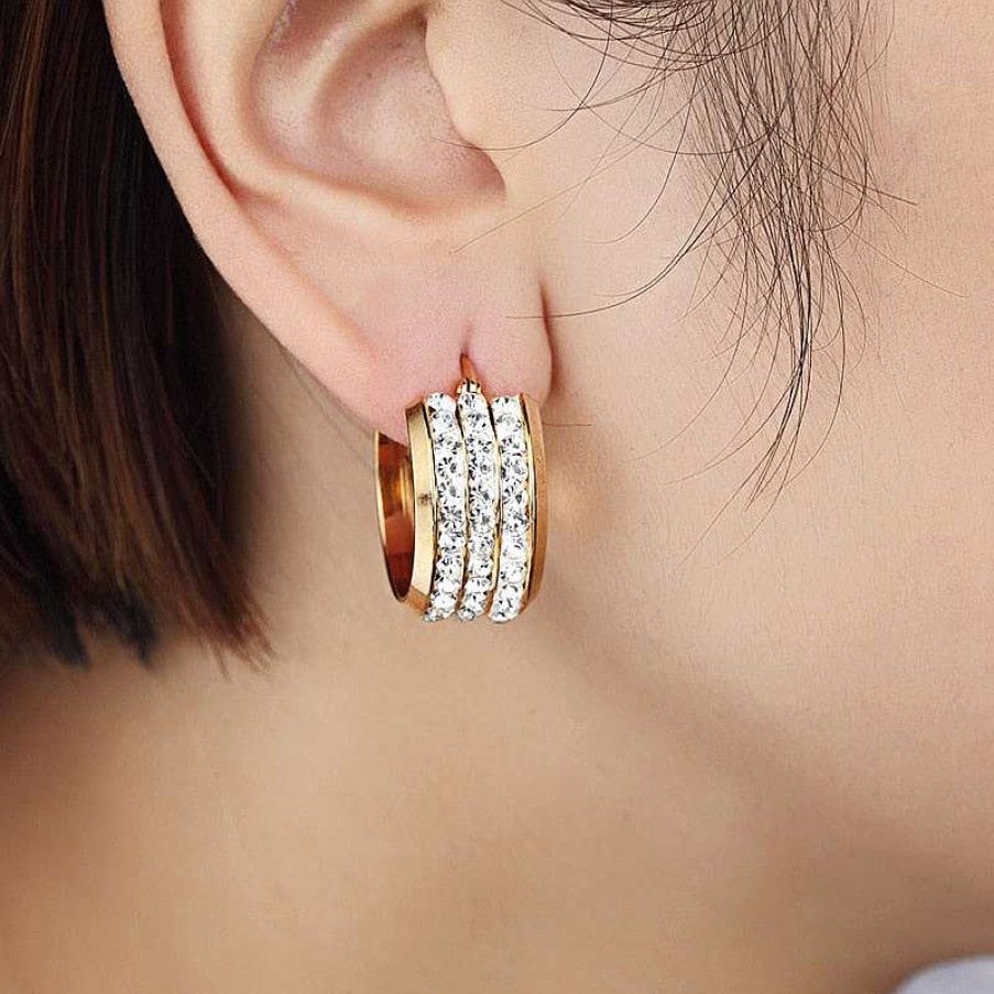 Style De Boucle D'Oreille Les bijoux en acier | Boucles D'Oreilles Anneaux En Cristal