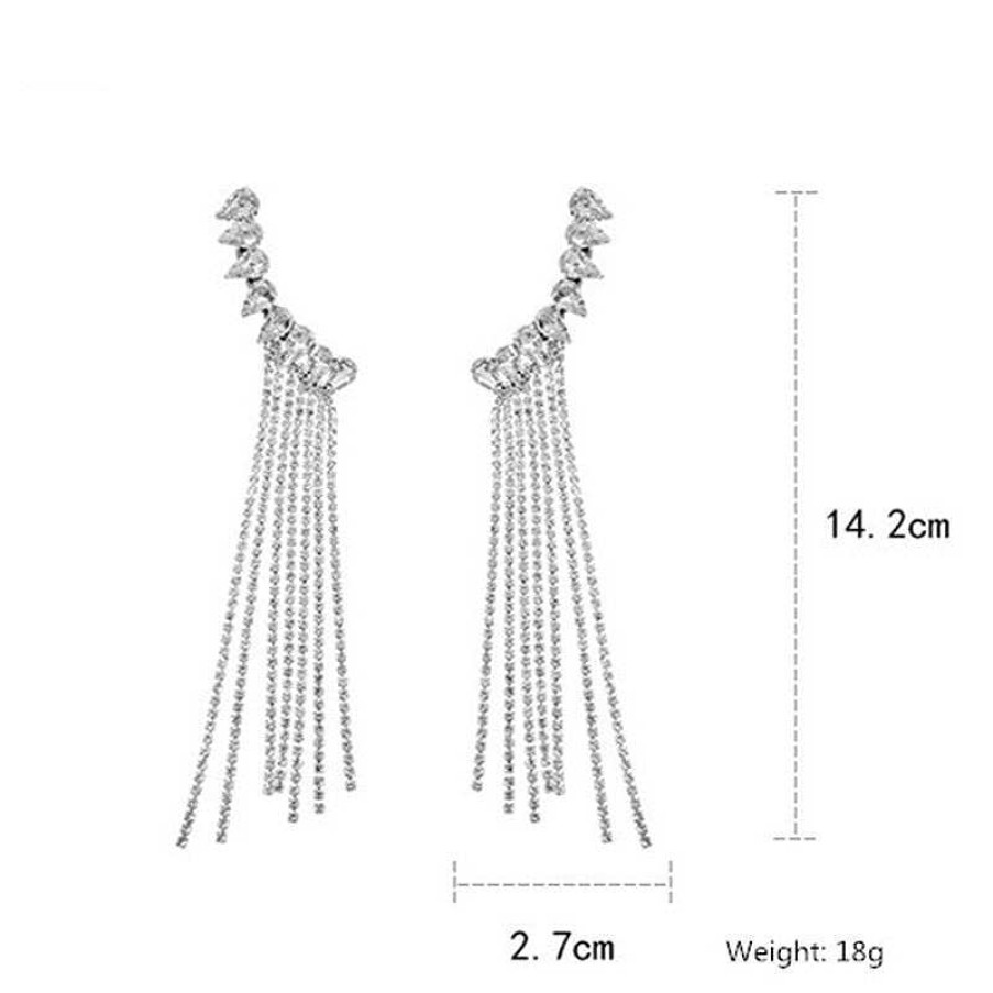 Style De Boucle D'Oreille Les bijoux en acier | Boucle D'Oreille Grimpante Longue Frange La Mode