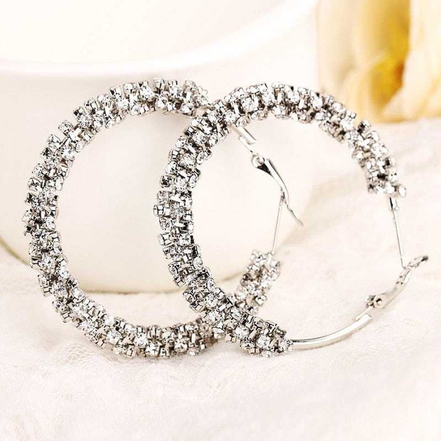 Style De Boucle D'Oreille Les bijoux en acier | Boucles D'Oreilles Anneaux En Cristal Et En Strass