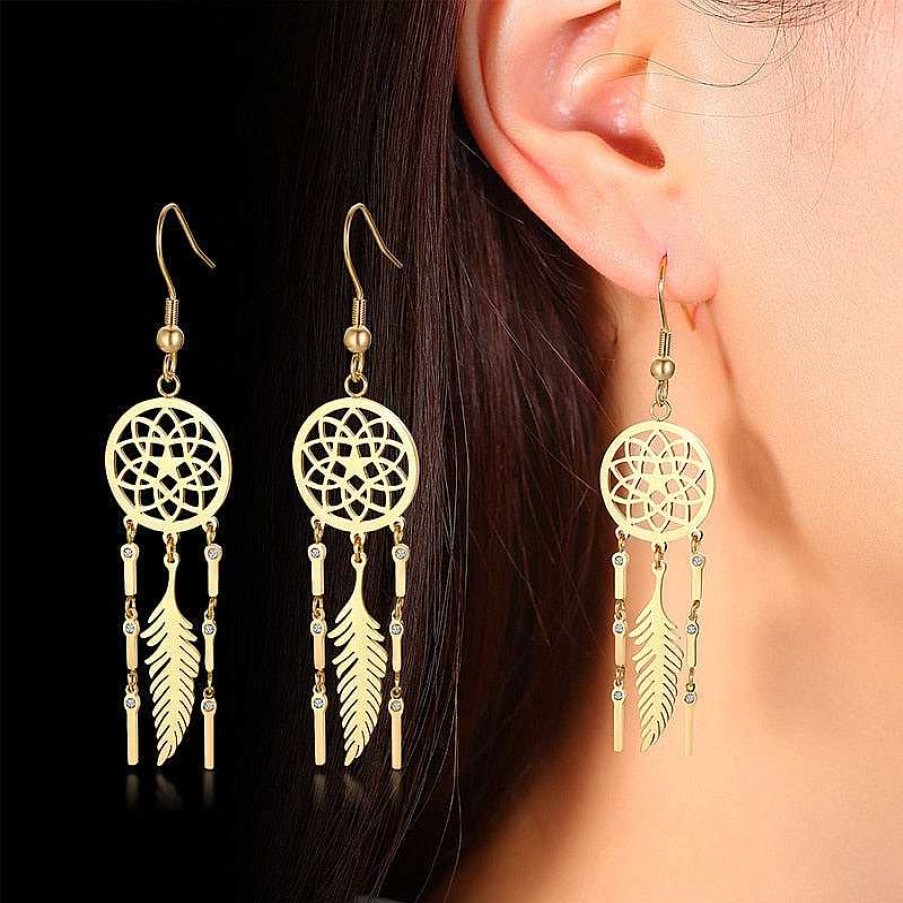 Style De Boucle D'Oreille Les bijoux en acier | Boucle D'Oreille Plume Attrape-R Ves