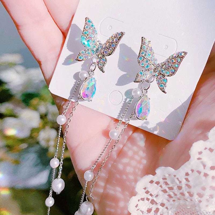 Style De Boucle D'Oreille Les bijoux en acier | Boucles D'Oreilles Cha Ne Avec Pendentif Papillon