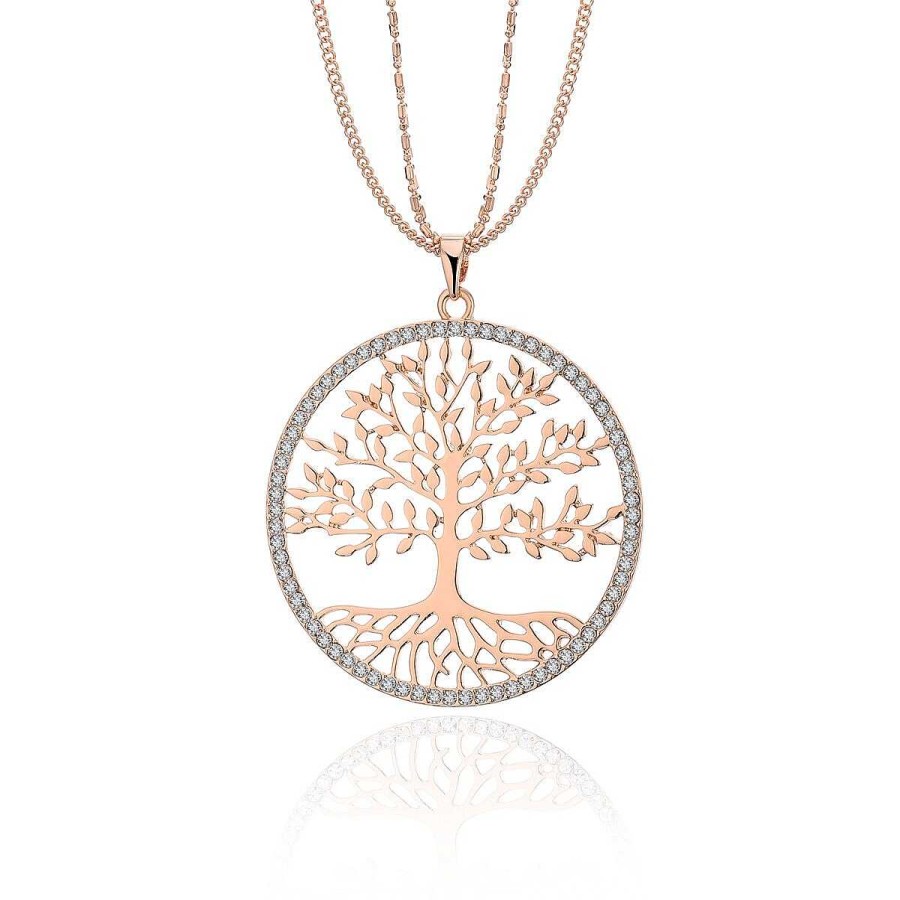 Style De Collier Les bijoux en acier | Collier Avec Pendentif Arbre De Vie Couleur Or Rose