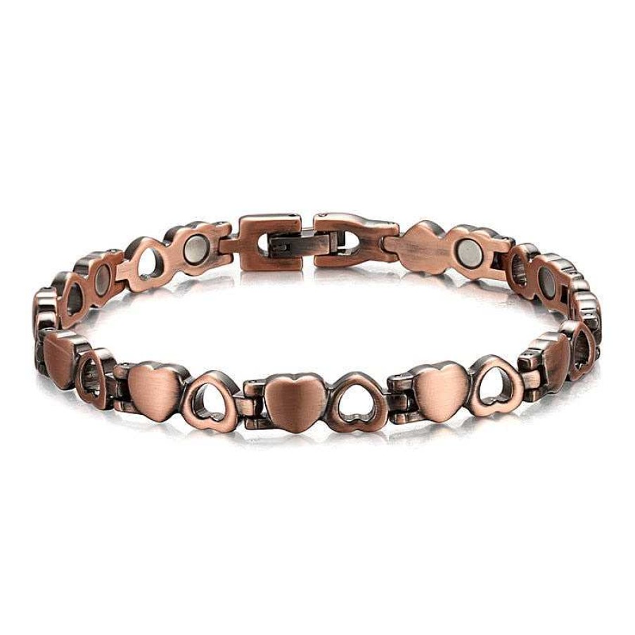 Styles De Bracelets Les bijoux en acier | Bracelet Magn Tique Coeur Brut Bronze