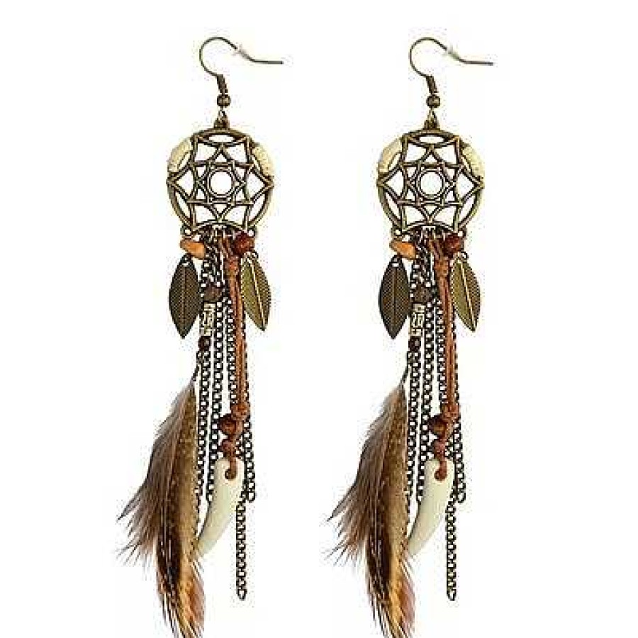 Style De Boucle D'Oreille Les bijoux en acier | Boucle D'Oreille Plume R Tro Ronde