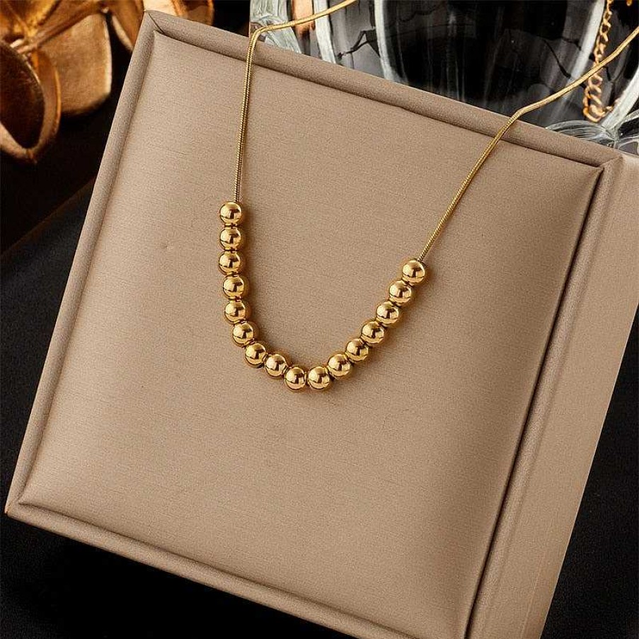 Style De Collier Les bijoux en acier | Collier Acier 16 Boules Inoxydable