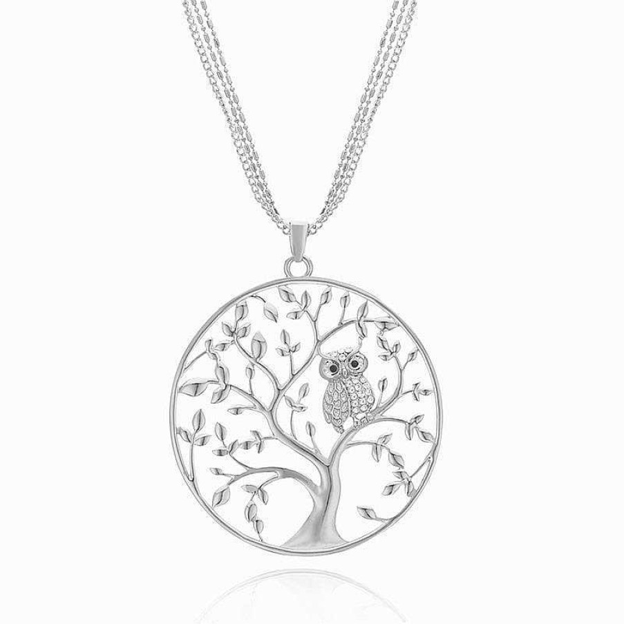 Style De Collier Les bijoux en acier | Collier Acier Arbre De Vie Et Hibou