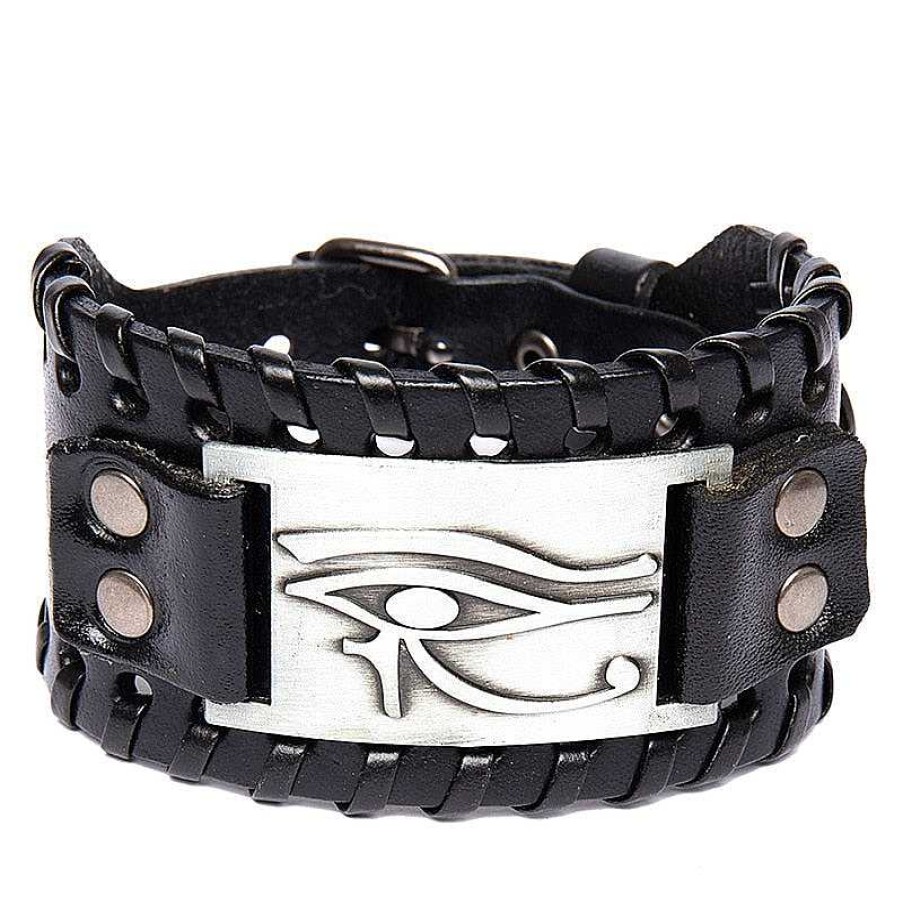 Styles De Bracelets Les bijoux en acier | Bracelet De Force Viking En Cuir Symbole Oeil