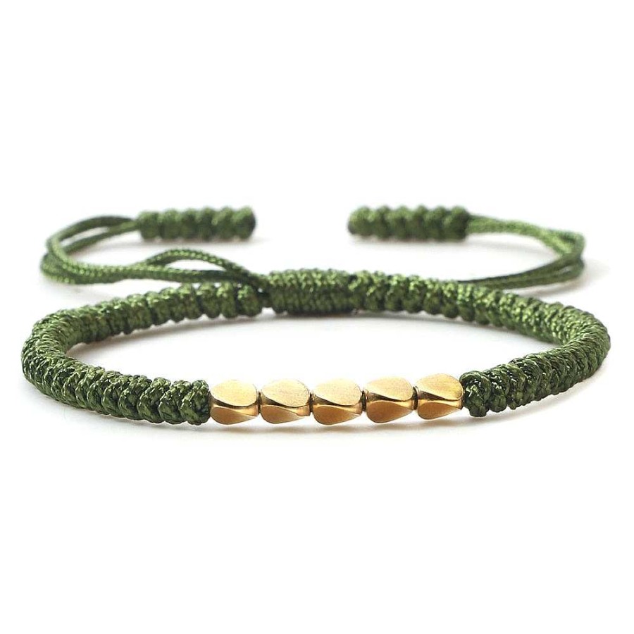 Styles De Bracelets Les bijoux en acier | Bracelet Tibetain Tissu Vert