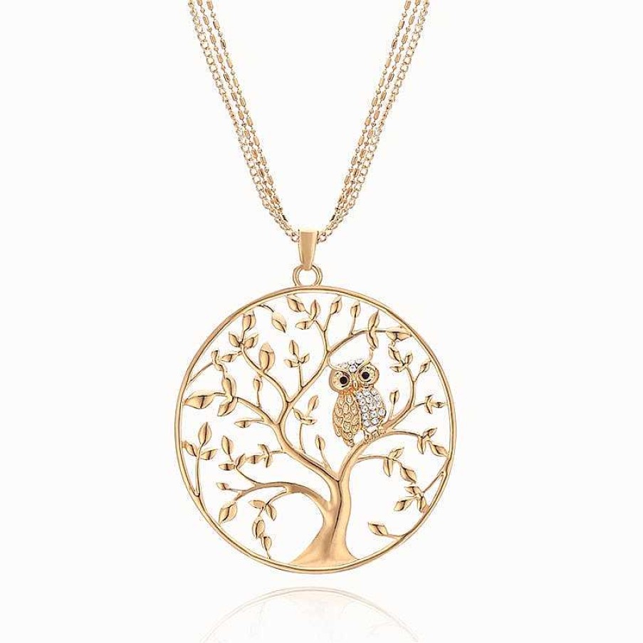 Style De Collier Les bijoux en acier | Collier Dor Arbre De Vie Et Hibou