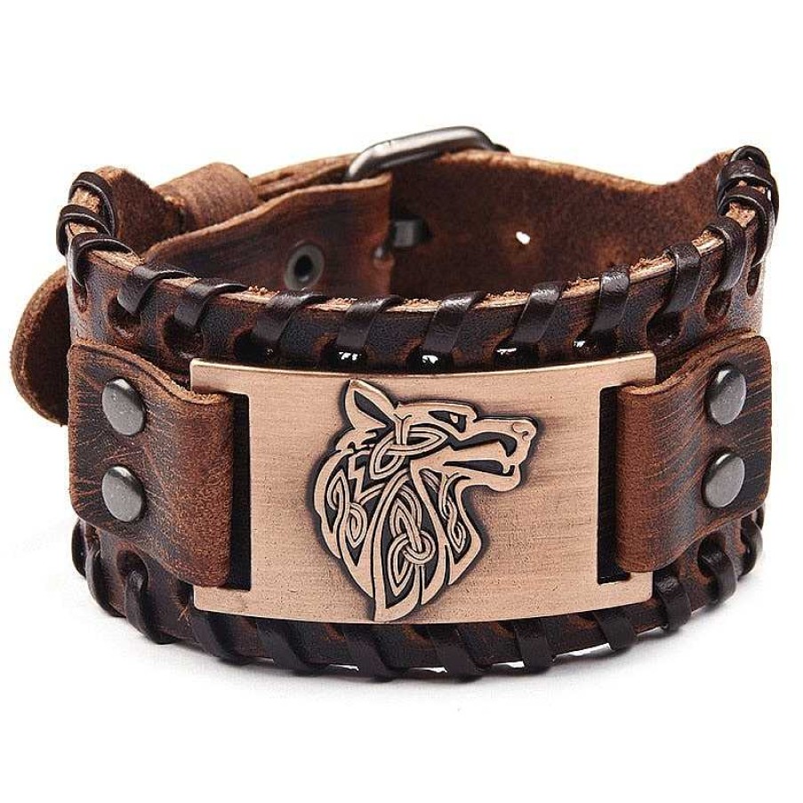 Styles De Bracelets Les bijoux en acier | Bracelet De Force Viking Symbole Loup