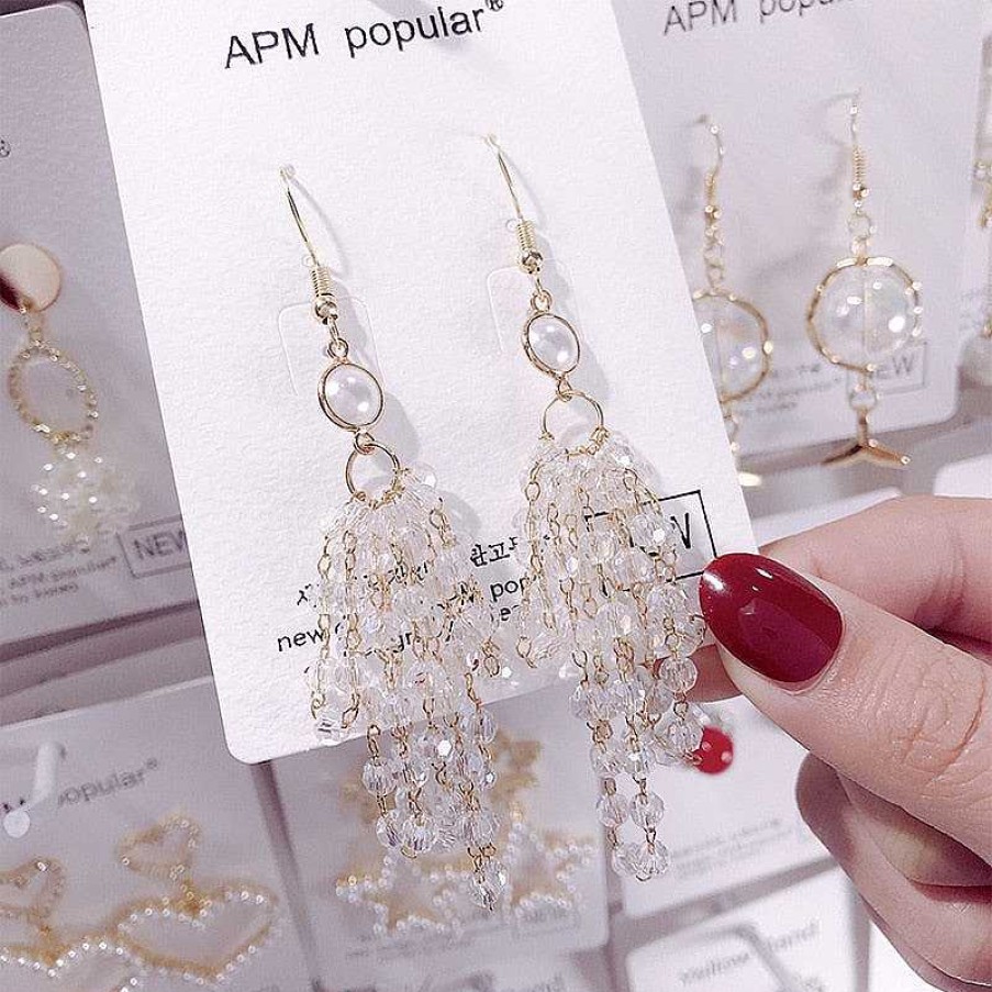 Style De Boucle D'Oreille Les bijoux en acier | Boucle D'Oreille De Mariage En Perle De Cristal