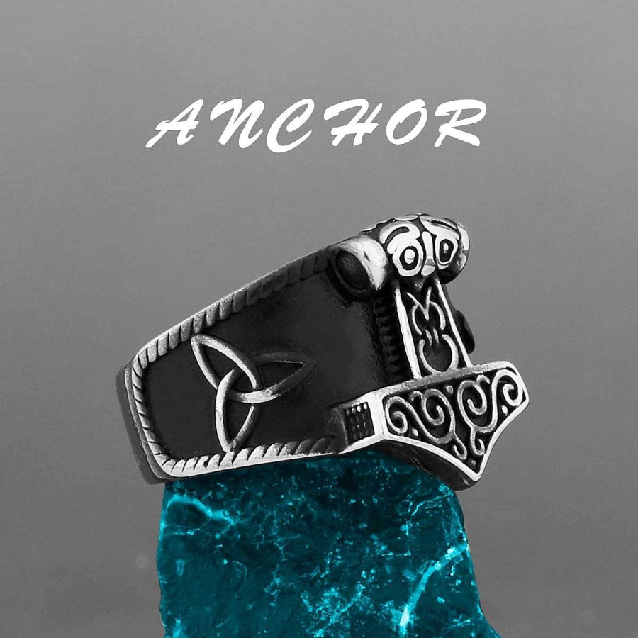 Style De Bague Les bijoux en acier | Bague En Acier Marteau De Thor Inoxydable