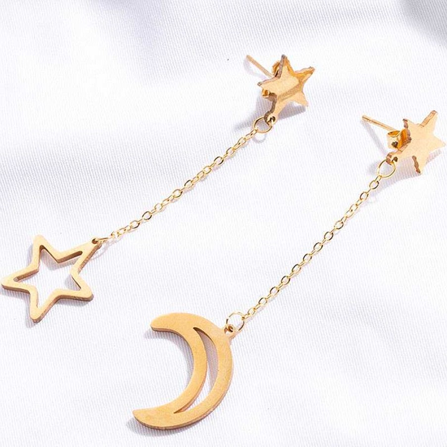 Style De Boucle D'Oreille Les bijoux en acier | Boucle D'Oreille Tendance En Cha Ne Toile Lune