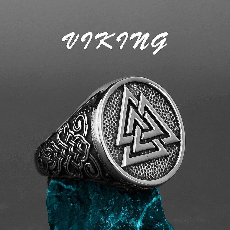 Style De Bague Les bijoux en acier | Bague En Acier Triangle Valknut Inoxydable