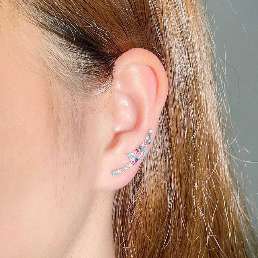 Style De Boucle D'Oreille Les bijoux en acier | Boucle D'Oreille Grimpante Multicolore Unique