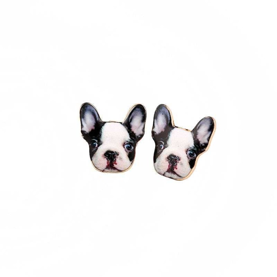 Style De Boucle D'Oreille Les bijoux en acier | Boucle D'Oreille Licorne Avec Motif De Bouledogue Fran Ais