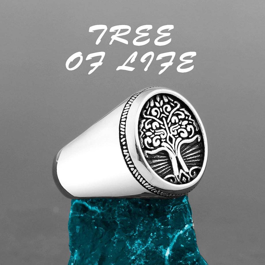 Style De Collier Les bijoux en acier | Bague En Acier Arbre De Vie Inoxydable