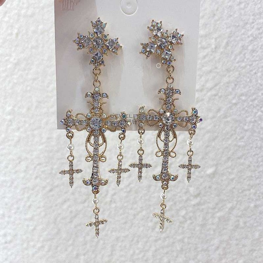 Style De Boucle D'Oreille Les bijoux en acier | Boucle D'Oreille En Croix Pendante La Mode