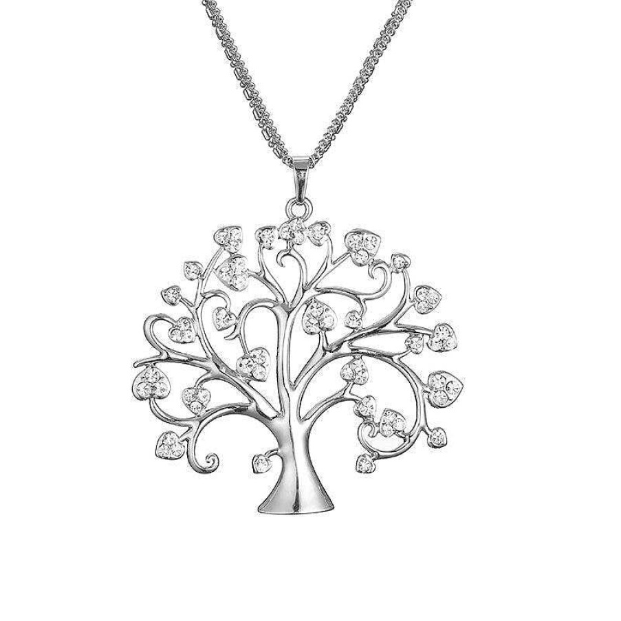 Style De Collier Les bijoux en acier | Collier Arbre De Vie Et Cristaux En Forme De Coeur