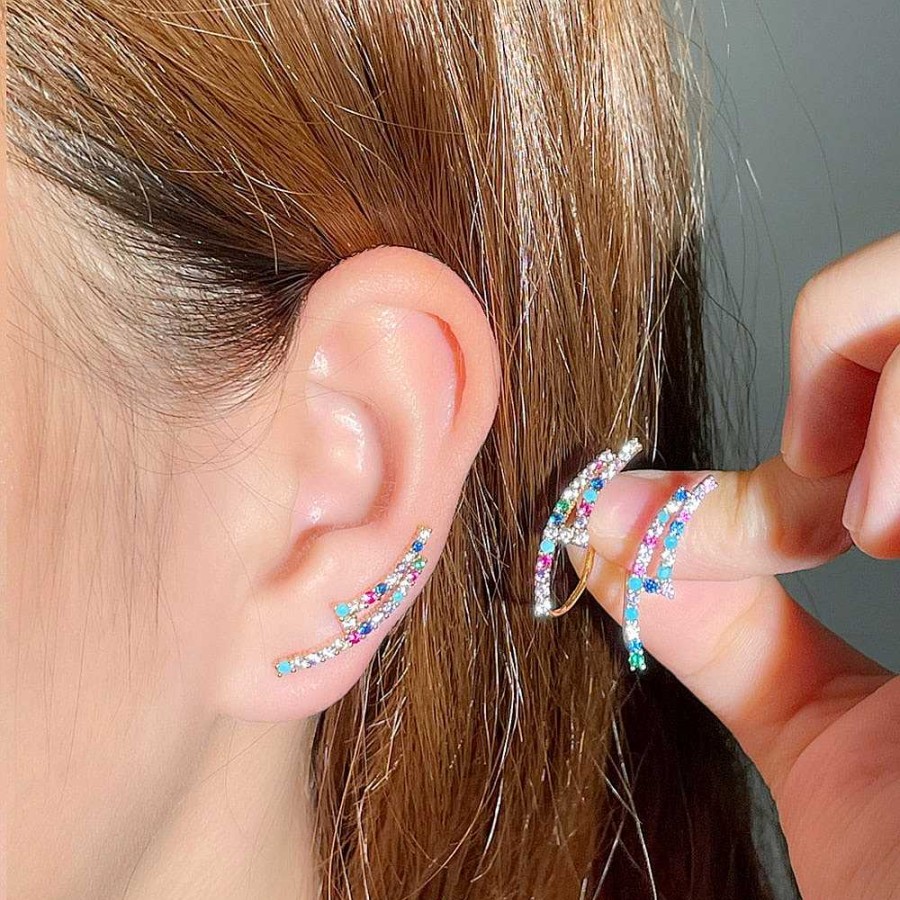 Style De Boucle D'Oreille Les bijoux en acier | Boucle D'Oreille Grimpante Multicolore Unique