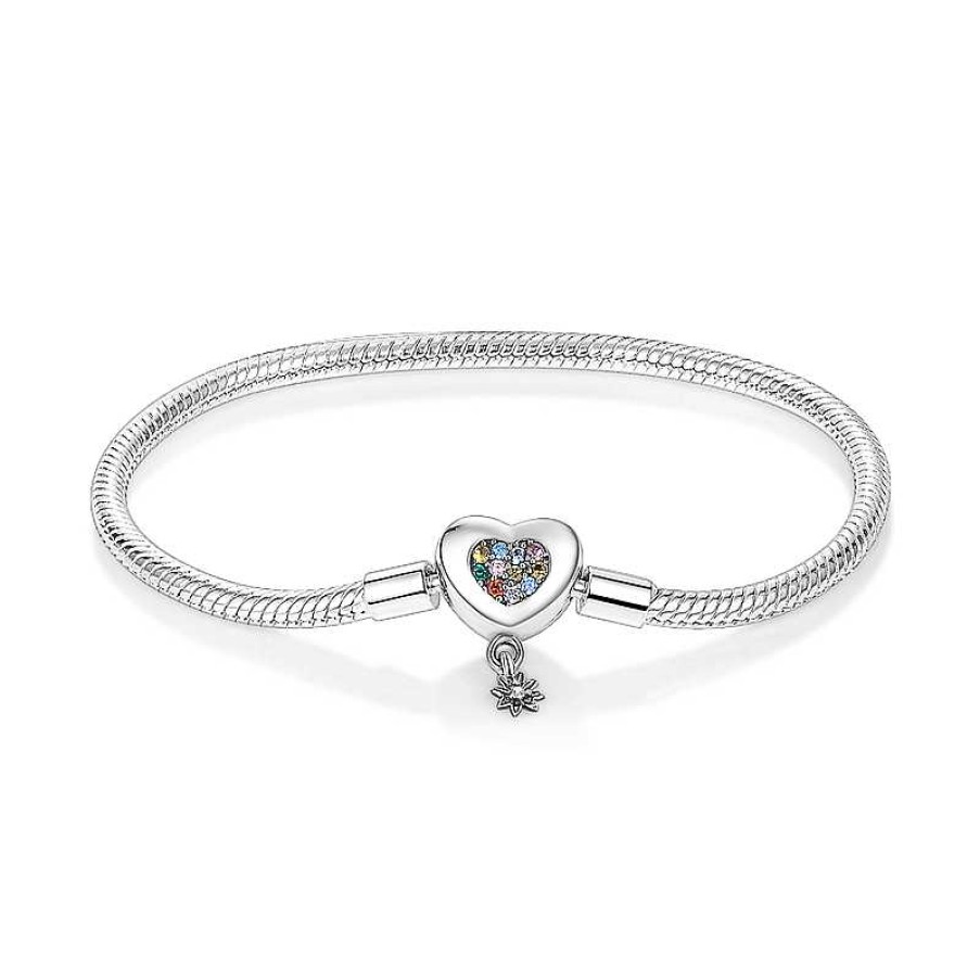 Styles De Bracelets Les bijoux en acier | Bracelet En Argent Avec Coeur Et Toile Color