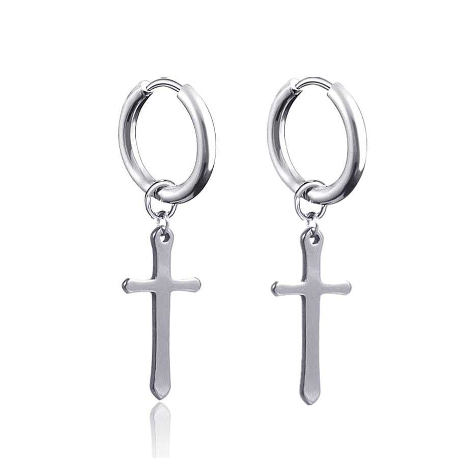 Style De Boucle D'Oreille Les bijoux en acier | Boucles D'Oreilles Acier Croix Brut Inoxydable