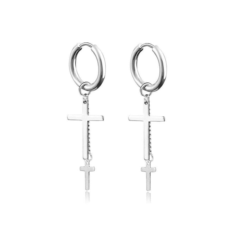 Style De Boucle D'Oreille Les bijoux en acier | Boucles D'Oreilles Acier Croix Christ Inoxydable