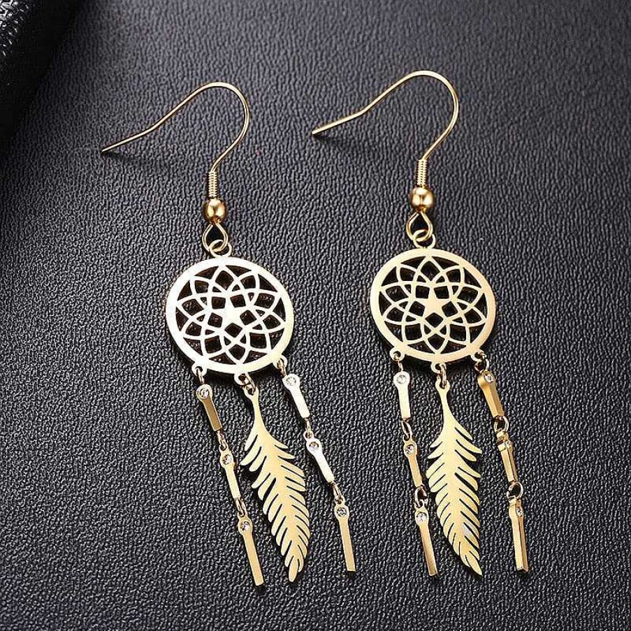 Style De Boucle D'Oreille Les bijoux en acier | Boucle D'Oreille Plume Attrape-R Ves