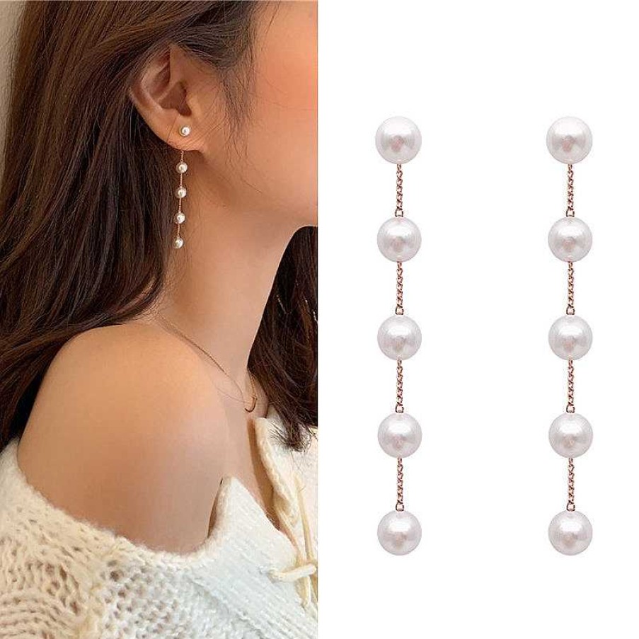 Style De Boucle D'Oreille Les bijoux en acier | Boucle D'Oreille De Mariage En Perle Blanche