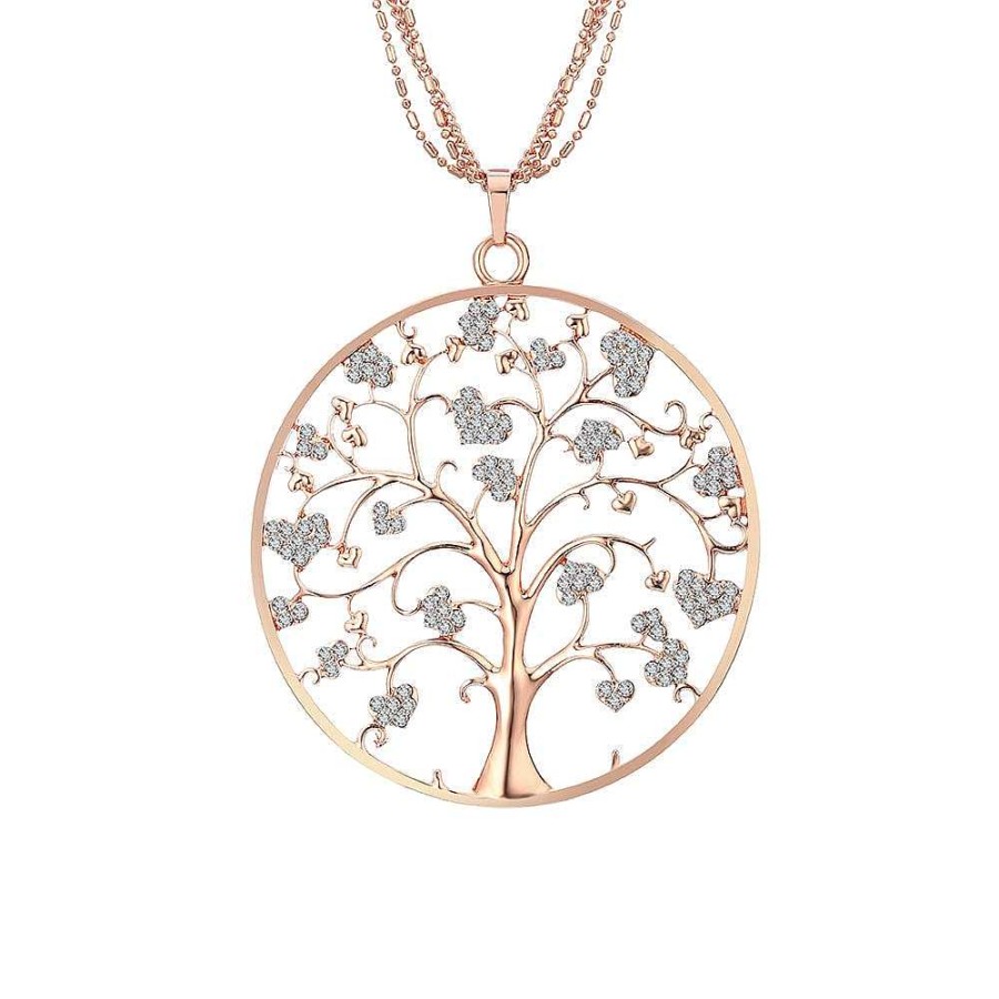 Style De Collier Les bijoux en acier | Collier Arbre De Vie Et Cristaux Scintillants