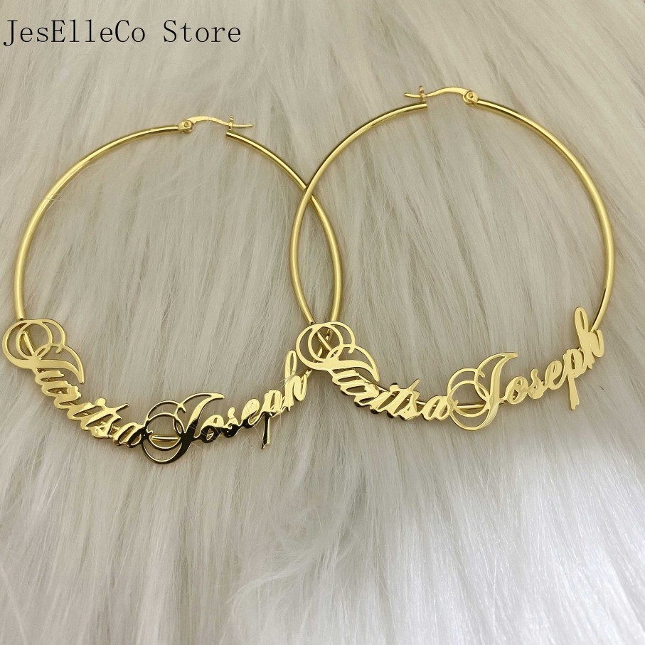 Style De Boucle D'Oreille Les bijoux en acier | Boucles D'Oreilles Anneaux Avec Nom Personnalis