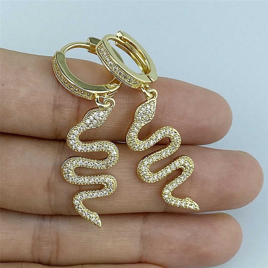 Style De Boucle D'Oreille Les bijoux en acier | Boucle D'Oreille Serpent En Or Avec Zircon