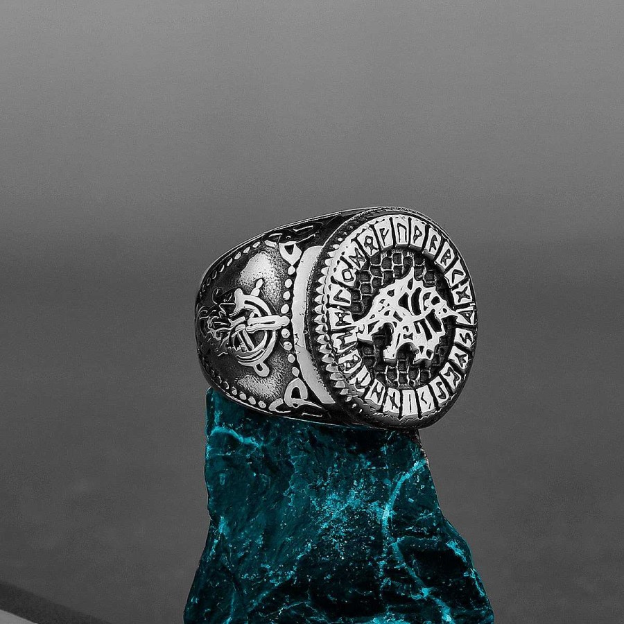 Style De Bague Les bijoux en acier | Bague En Acier T Te De Loup Inoxydable