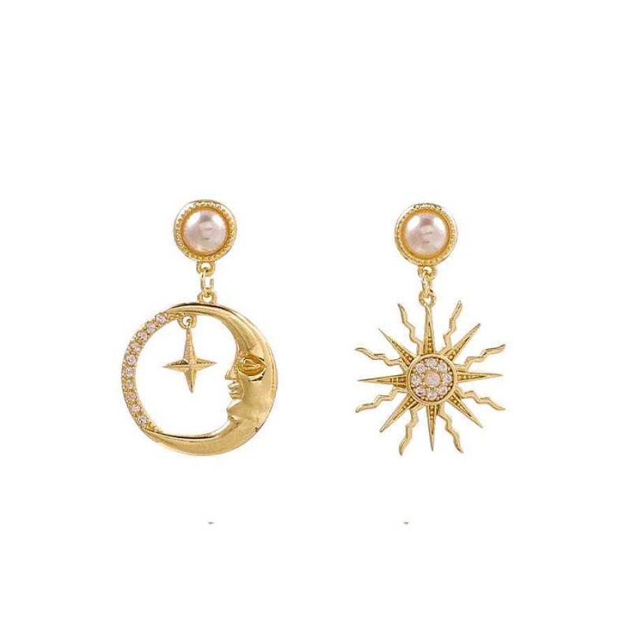 Style De Boucle D'Oreille Les bijoux en acier | Boucle D'Oreille Avec Design Soleil, Lune Et Toile