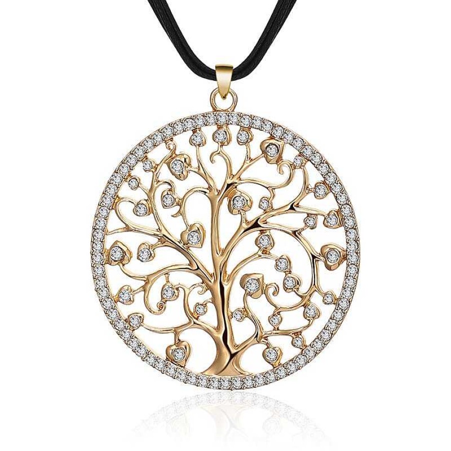 Style De Collier Les bijoux en acier | Collier Arbre De Vie Dor Et Mini Cristaux