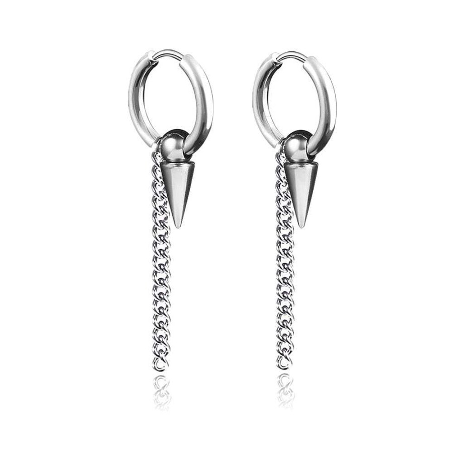 Style De Boucle D'Oreille Les bijoux en acier | Boucles D'Oreilles Acier Petite Chaine Et Pointe Inoxydable