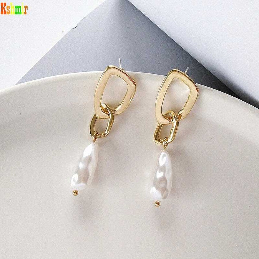 Style De Boucle D'Oreille Les bijoux en acier | Boucle D'Oreille De Mariage Longue En Perles M Talliques