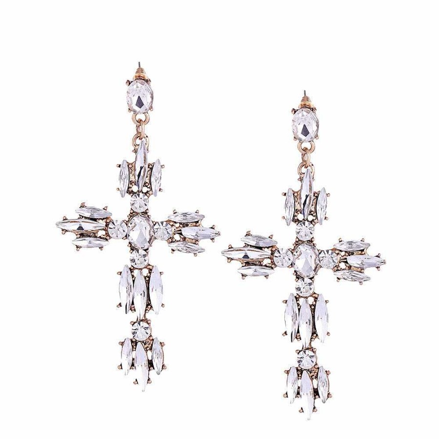 Style De Boucle D'Oreille Les bijoux en acier | Boucle D'Oreille En Croix Avec Strass La Mode