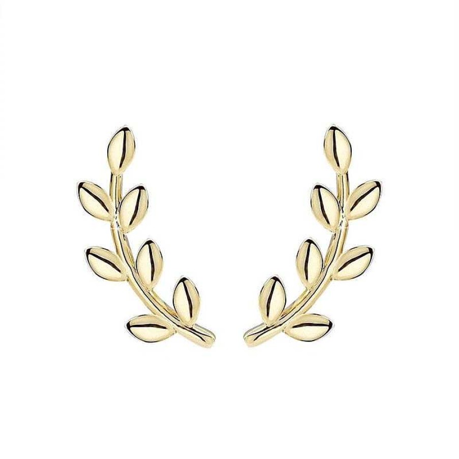 Style De Boucle D'Oreille Les bijoux en acier | Boucle D'Oreille Grimpante En Forme De Feuille Dor E