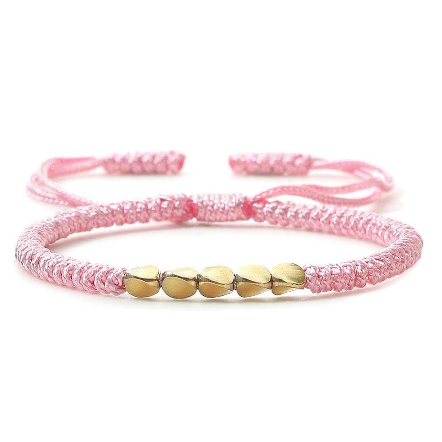 Styles De Bracelets Les bijoux en acier | Bracelet Tibetain Tissu Rose