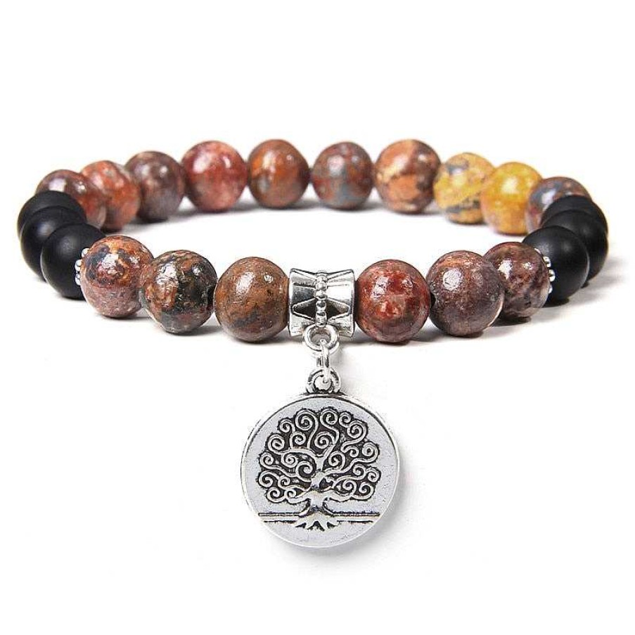 Styles De Bracelets Les bijoux en acier | Bracelet Arbre De Vie Pierre En Agate