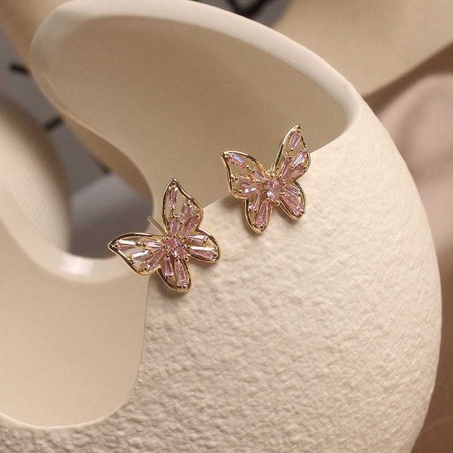 Style De Boucle D'Oreille Les bijoux en acier | Boucle D'Oreille Papillon En Zircon Premium