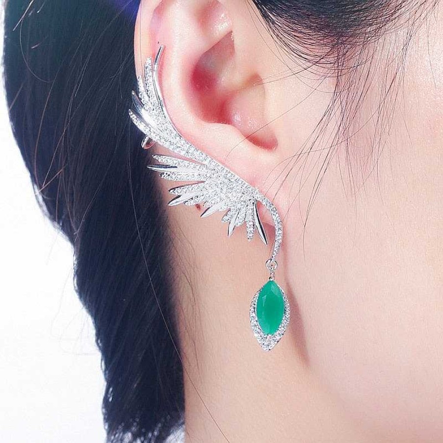 Style De Boucle D'Oreille Les bijoux en acier | Boucle D'Oreille Plume Longue En Forme De Goutte