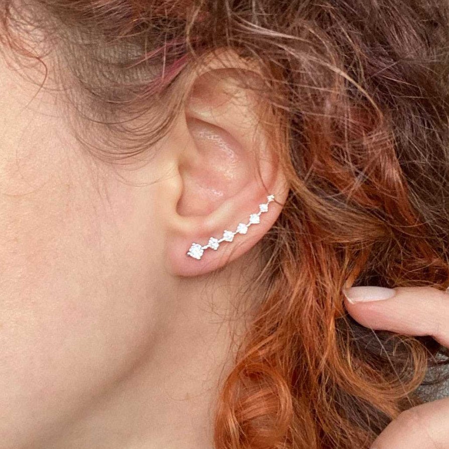 Style De Boucle D'Oreille Les bijoux en acier | Boucle D'Oreille Grimpante En Cristaux Avec Attaches Pour L'Oreille