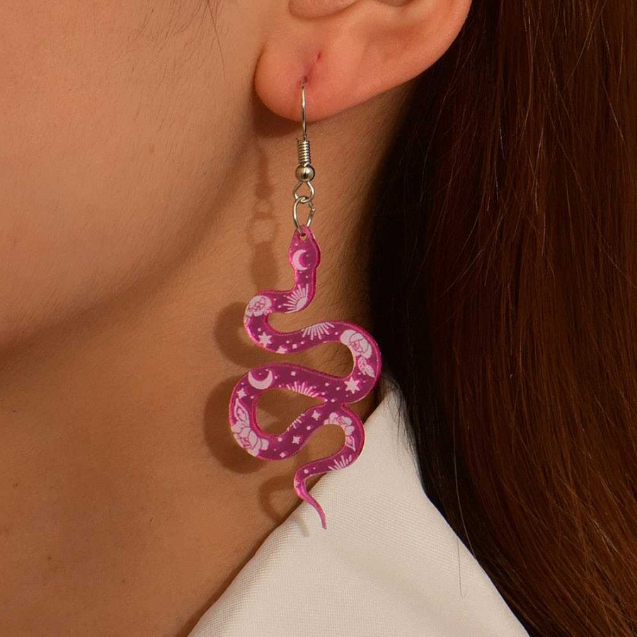 Style De Boucle D'Oreille Les bijoux en acier | Boucle D'Oreille Serpent Avec Grande Pendeloque G Om Trique