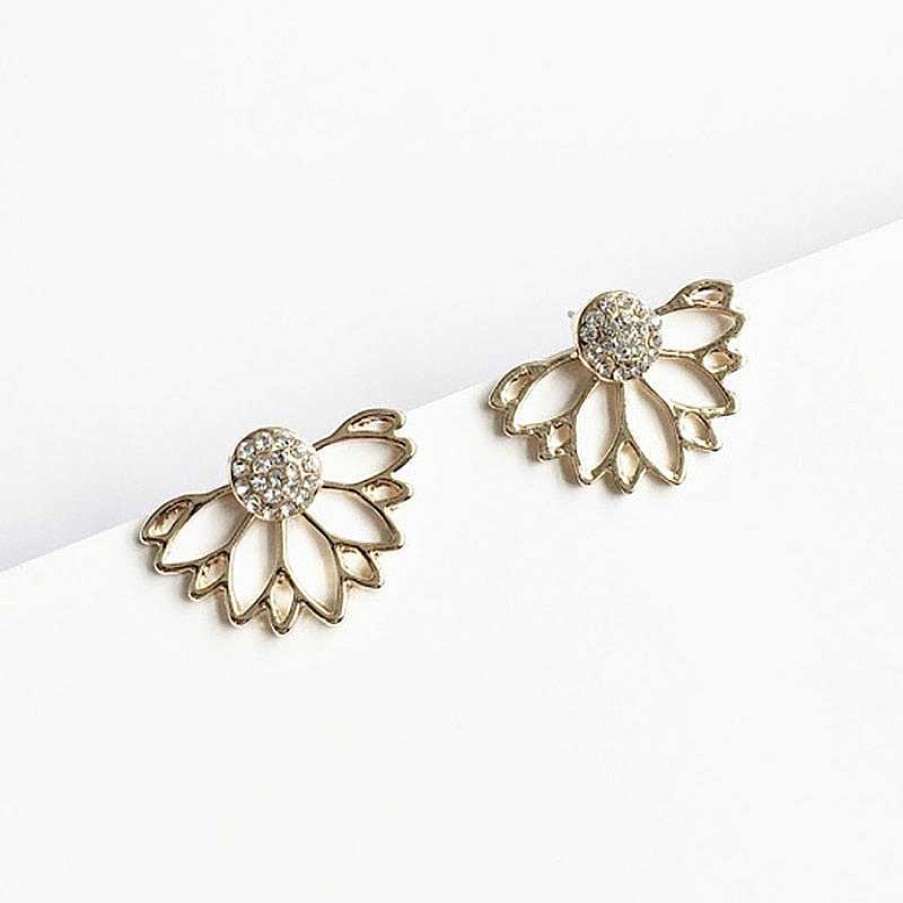 Style De Boucle D'Oreille Les bijoux en acier | Boucle D'Oreille Fleur Cristal Tombante